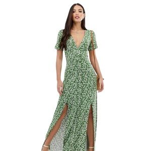 ASOS Green Ditsy Maxi Dress Size 4